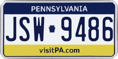PA license plate JSW9486