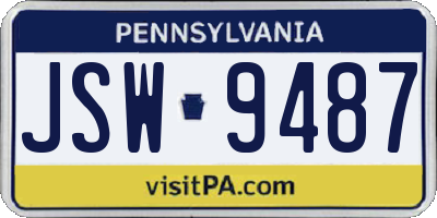 PA license plate JSW9487