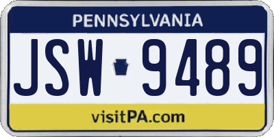 PA license plate JSW9489