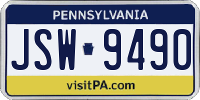 PA license plate JSW9490