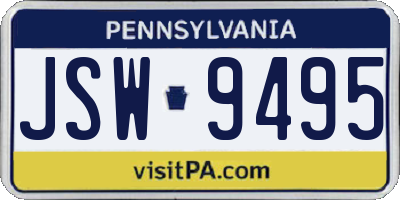 PA license plate JSW9495