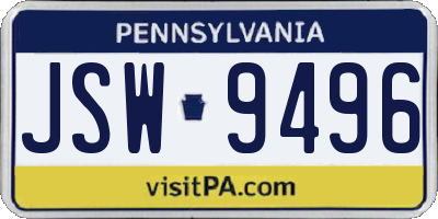 PA license plate JSW9496