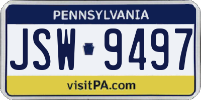 PA license plate JSW9497