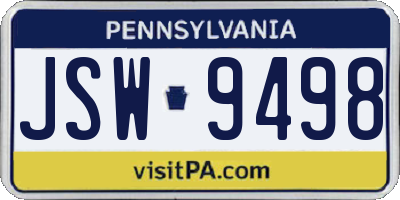 PA license plate JSW9498