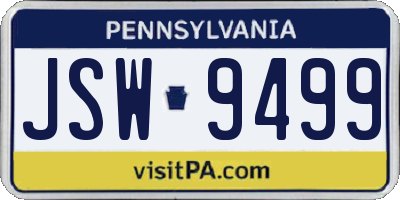 PA license plate JSW9499