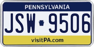 PA license plate JSW9506