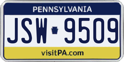 PA license plate JSW9509
