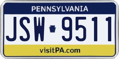PA license plate JSW9511
