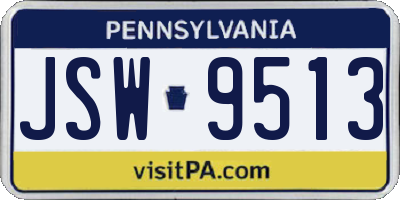 PA license plate JSW9513