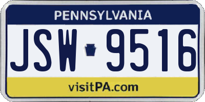 PA license plate JSW9516