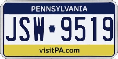 PA license plate JSW9519