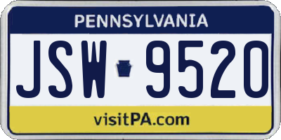 PA license plate JSW9520