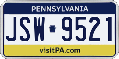 PA license plate JSW9521