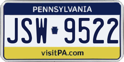 PA license plate JSW9522