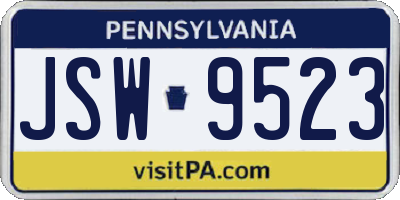 PA license plate JSW9523