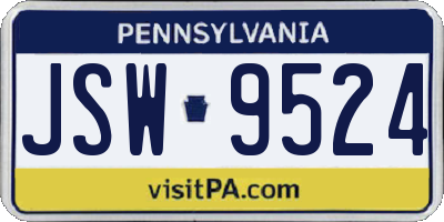 PA license plate JSW9524