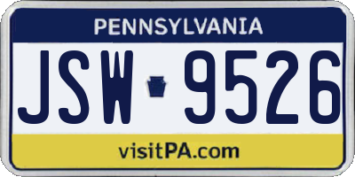 PA license plate JSW9526