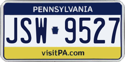 PA license plate JSW9527