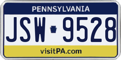 PA license plate JSW9528