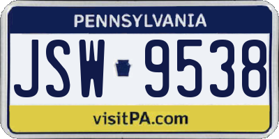 PA license plate JSW9538