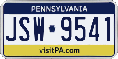 PA license plate JSW9541