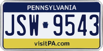 PA license plate JSW9543