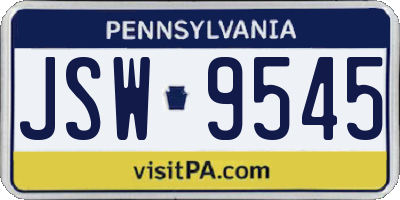 PA license plate JSW9545