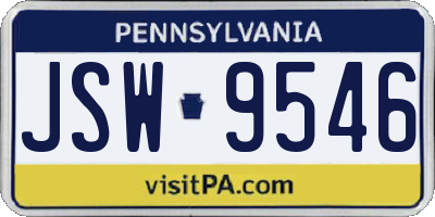 PA license plate JSW9546