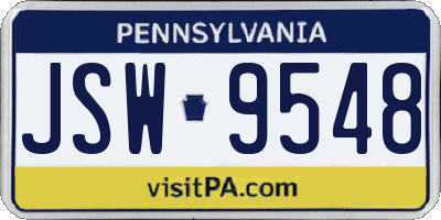 PA license plate JSW9548