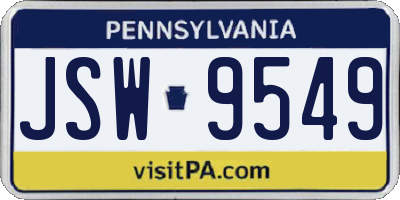 PA license plate JSW9549