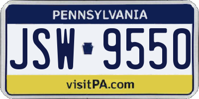 PA license plate JSW9550