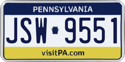 PA license plate JSW9551