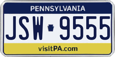 PA license plate JSW9555