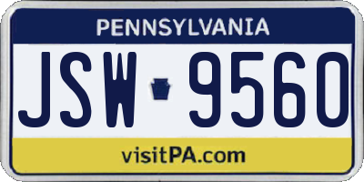 PA license plate JSW9560