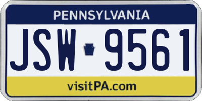 PA license plate JSW9561