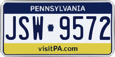 PA license plate JSW9572