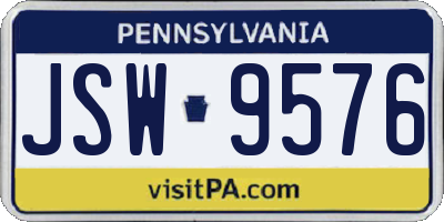 PA license plate JSW9576