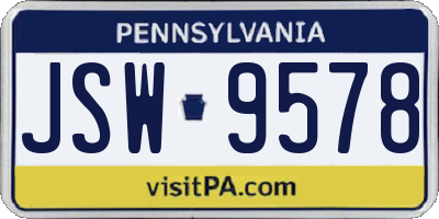 PA license plate JSW9578