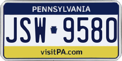 PA license plate JSW9580