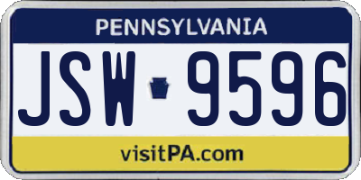 PA license plate JSW9596
