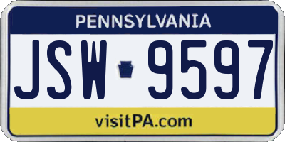 PA license plate JSW9597