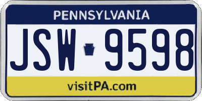 PA license plate JSW9598