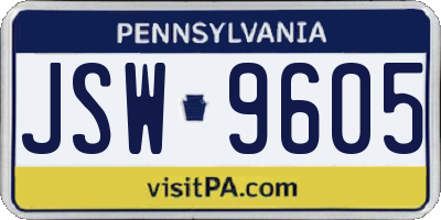 PA license plate JSW9605