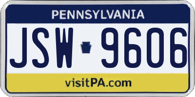 PA license plate JSW9606