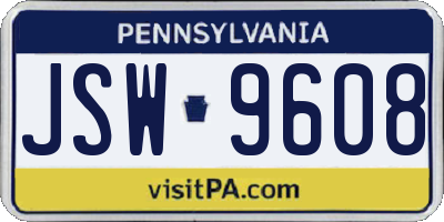 PA license plate JSW9608