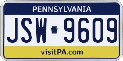 PA license plate JSW9609