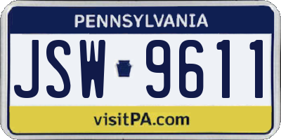 PA license plate JSW9611