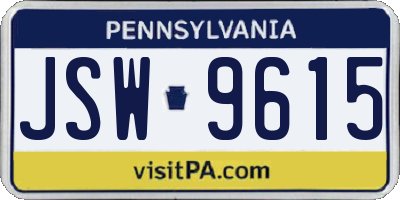 PA license plate JSW9615