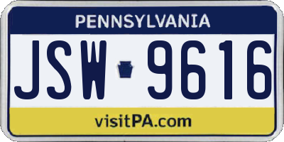 PA license plate JSW9616