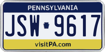 PA license plate JSW9617